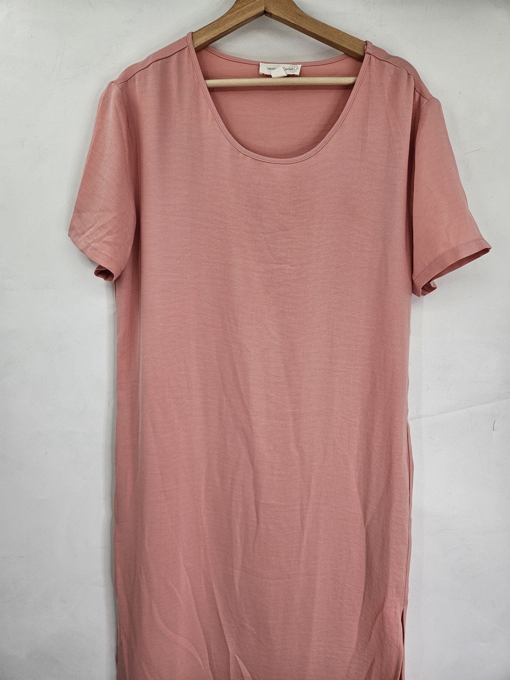 Treasure & Bond Scoop Neck Short Sleeve Tunic Dress - Dusty Rose
